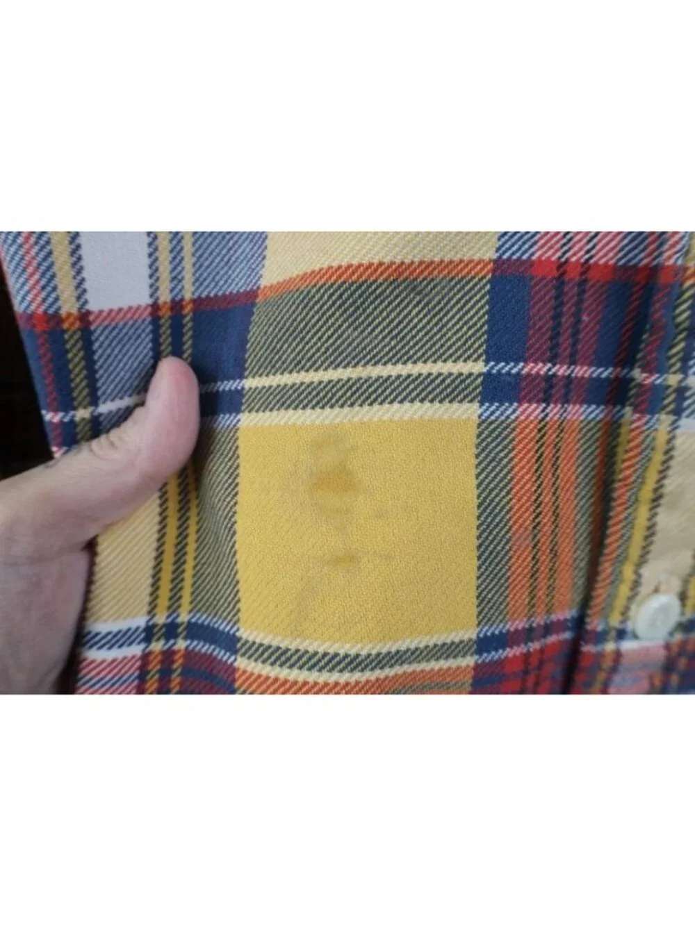 Vtg 90s Ralph Lauren Mens Large Distressed Heavy Flannel Collared Button Shirt